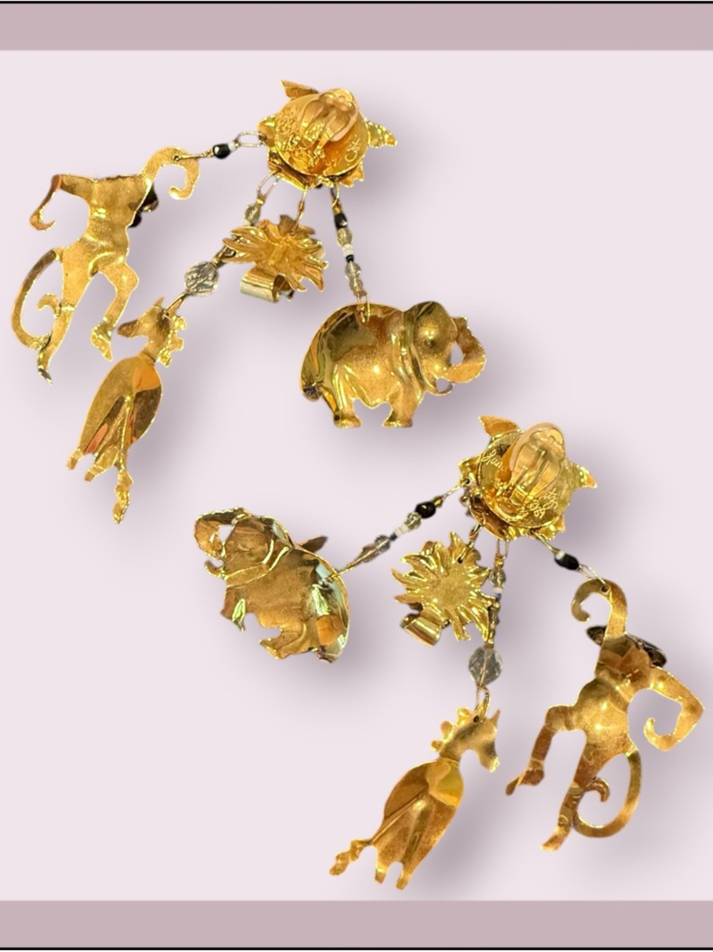 Vintage 1989 Lunch At The Ritz Carte Du Jour “Zoo” Clip On Earrings - Picture 3 of 10